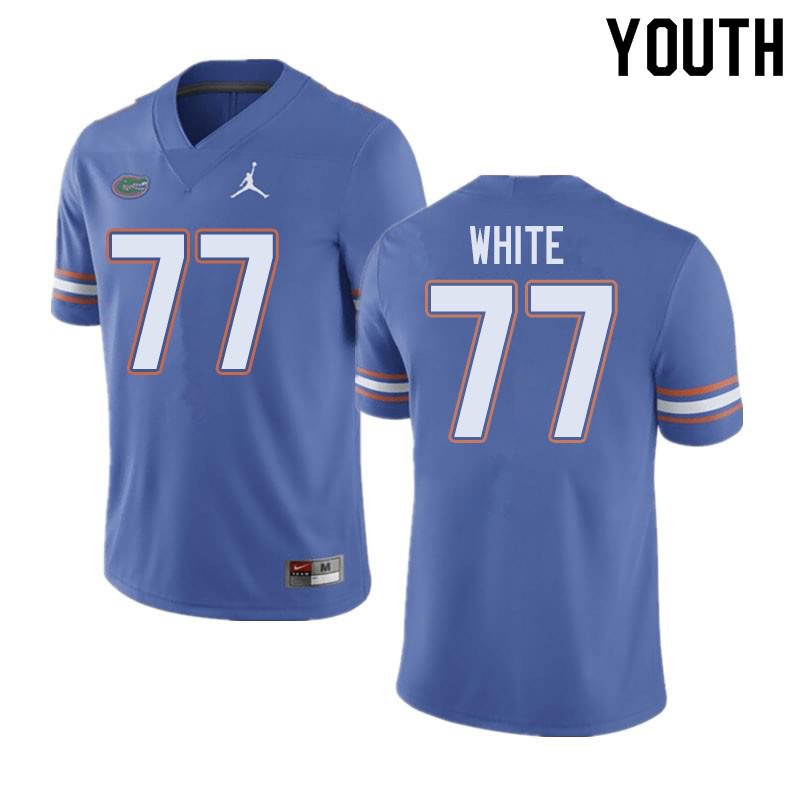 NCAA Florida Gators Ethan White Youth #77 Jordan Brand Blue Stitched Authentic College Football Jersey YYV5464QE